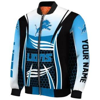 personalized detroit lions mesh effect blue black bomber jacket best selling