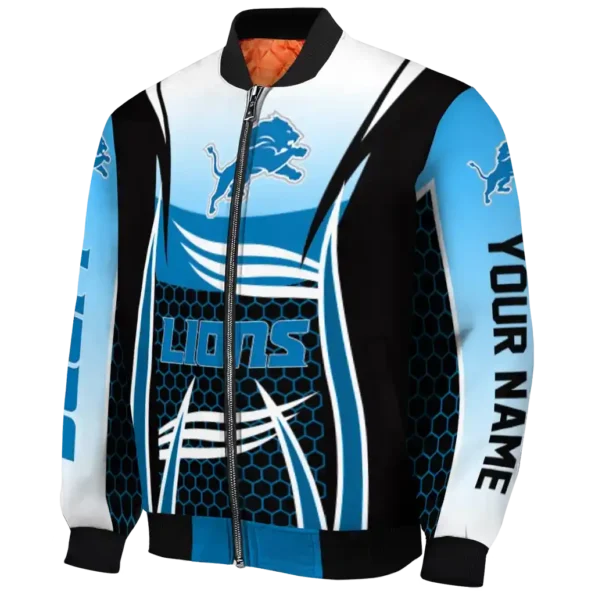 personalized detroit lions mesh effect blue black bomber jacket best selling