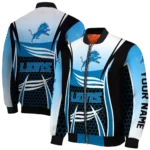 personalized detroit lions mesh effect blue black bomber jacket best selling