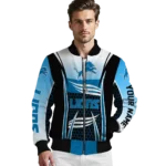 personalized detroit lions mesh effect blue black bomber jacket best selling