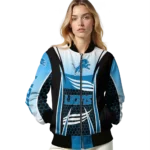 personalized detroit lions mesh effect blue black bomber jacket best selling