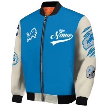 personalized detroit lions razorback outline blue nude bomber jacket best selling