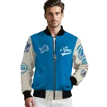 personalized detroit lions razorback outline blue nude bomber jacket best selling