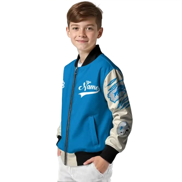 personalized detroit lions razorback outline blue nude bomber jacket trendy