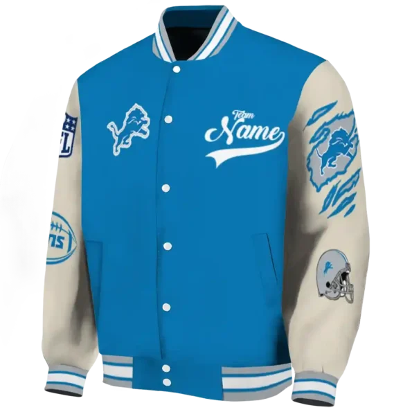 personalized detroit lions razorback outline blue nude varsity jacket best selling.webp