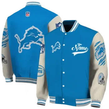 personalized detroit lions razorback outline blue nude varsity jacket fashion forward.webp