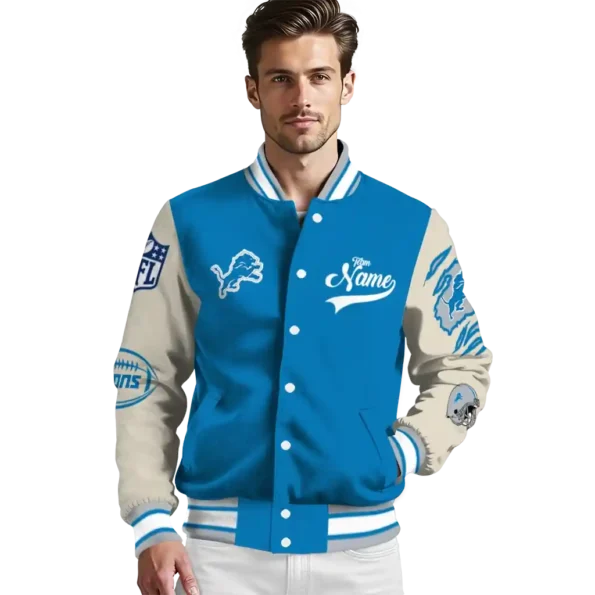 personalized detroit lions razorback outline blue nude varsity jacket high quality.webp