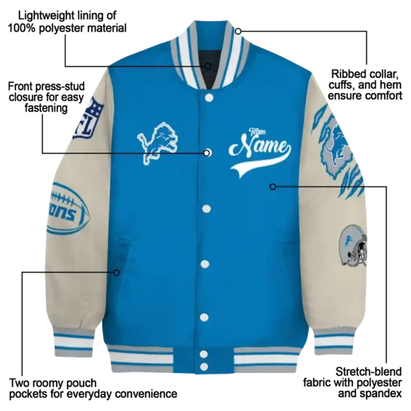 personalized detroit lions razorback outline blue nude varsity jacket new arrival.webp
