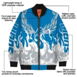 personalized detroit lions winged blaze blue white bomber jacket best selling
