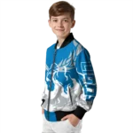 personalized detroit lions winged blaze blue white bomber jacket best selling