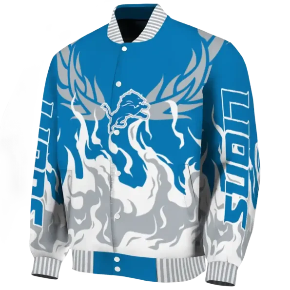 personalized detroit lions winged blaze blue white varsity jacket best selling.webp