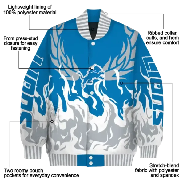 personalized detroit lions winged blaze blue white varsity jacket new arrival.webp
