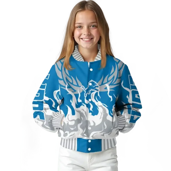personalized detroit lions winged blaze blue white varsity jacket top rated.webp