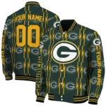 personalized green bay packers bolt stripe green varsity jacket best selling.webp