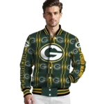 personalized green bay packers bolt stripe green varsity jacket best selling.webp