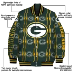 personalized green bay packers bolt stripe green varsity jacket best selling.webp