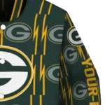 personalized green bay packers bolt stripe green varsity jacket best selling.webp