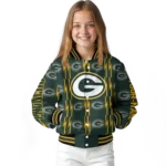 personalized green bay packers bolt stripe green varsity jacket best selling.webp