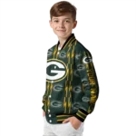 personalized green bay packers bolt stripe green varsity jacket best selling.webp
