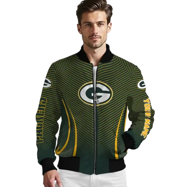 personalized green bay packers chevron arrow green bomber jacket high quality