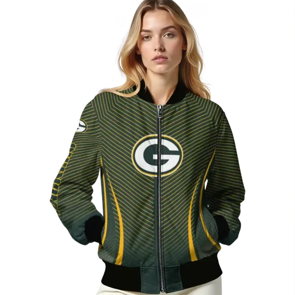 personalized green bay packers chevron arrow green bomber jacket latest model