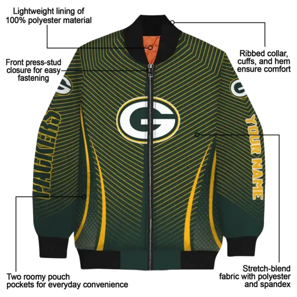 personalized green bay packers chevron arrow green bomber jacket new arrival