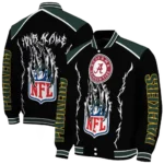 personalized green bay packers claw blood green black varsity jacket best selling.webp