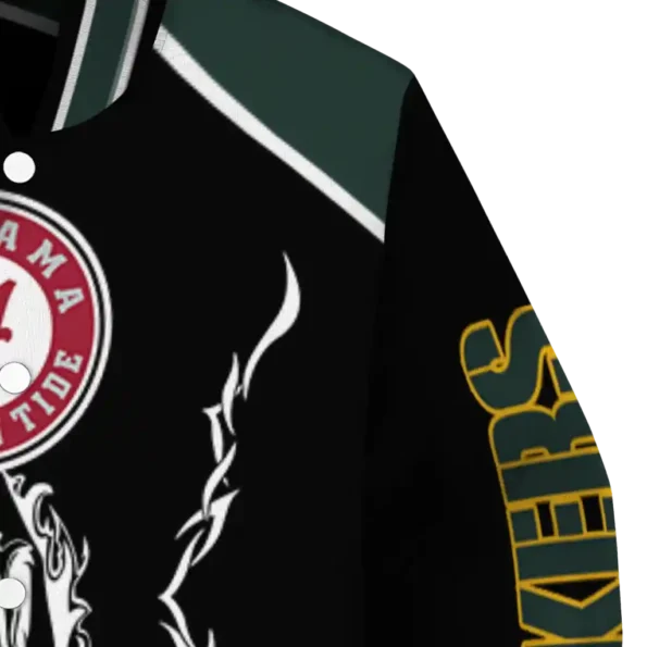 personalized green bay packers claw blood green black varsity jacket premium grade.webp