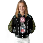 personalized green bay packers claw blood green black varsity jacket best selling.webp