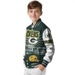 personalized green bay packers ferris arena green white varsity jacket best selling.webp