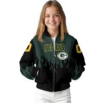 personalized green bay packers flame border green black bomber jacket best selling