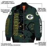personalized green bay packers hexagon cluster green black bomber jacket best selling