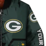 personalized green bay packers hexagon cluster green black bomber jacket best selling