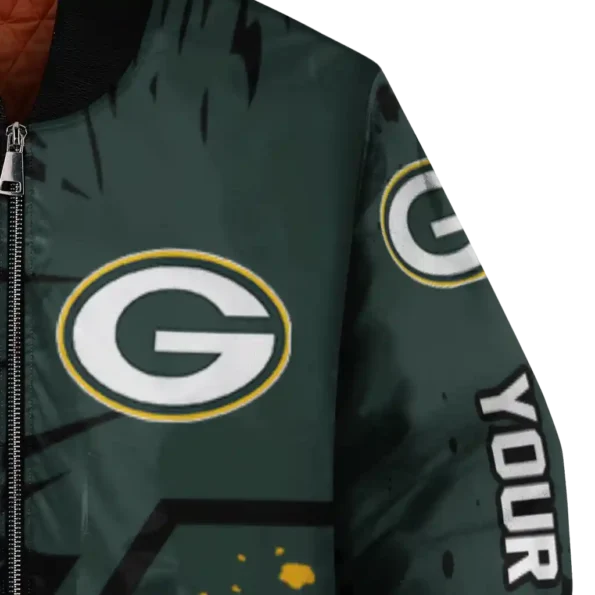 personalized green bay packers hexagon cluster green black bomber jacket premium grade