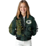 personalized green bay packers hexagon cluster green black bomber jacket best selling