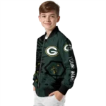 personalized green bay packers hexagon cluster green black bomber jacket best selling