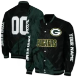 personalized green bay packers hexagon mesh green black varsity jacket best selling.webp