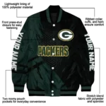 personalized green bay packers hexagon mesh green black varsity jacket best selling.webp