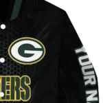 personalized green bay packers hexagon mesh green black varsity jacket best selling.webp