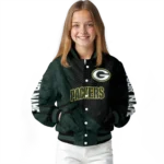 personalized green bay packers hexagon mesh green black varsity jacket best selling.webp