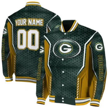 personalized green bay packers power plate green varsity jacket fashion forward.webp