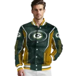 personalized green bay packers power plate green varsity jacket best selling.webp