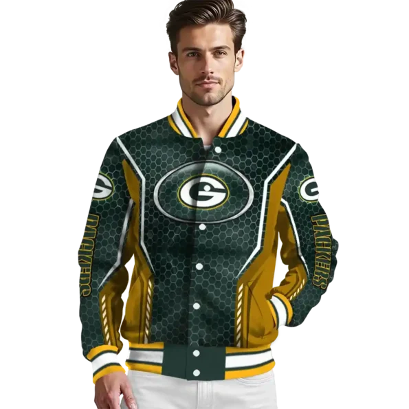 personalized green bay packers power plate green varsity jacket high quality.webp