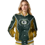 personalized green bay packers power plate green varsity jacket best selling.webp