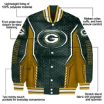 personalized green bay packers power plate green varsity jacket best selling.webp
