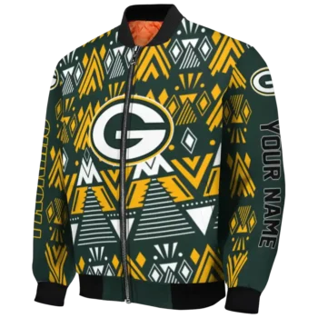 personalized green bay packers pyramid shapes green bomber jacket best selling
