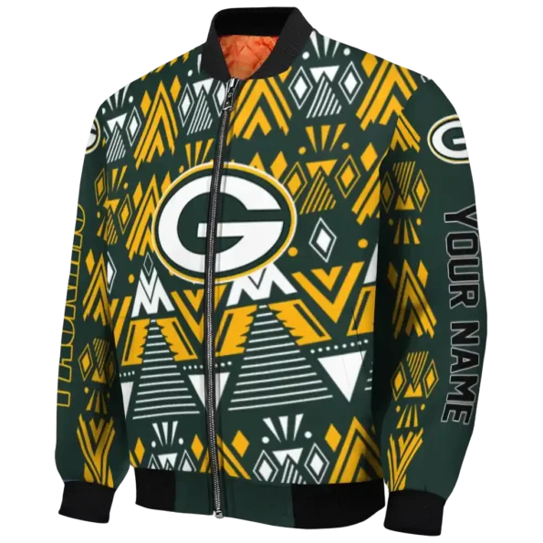 personalized green bay packers pyramid shapes green bomber jacket best selling