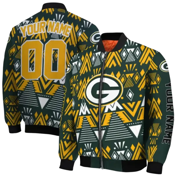 personalized green bay packers pyramid shapes green bomber jacket fashion forward
