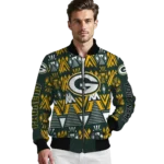 personalized green bay packers pyramid shapes green bomber jacket best selling