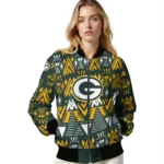 personalized green bay packers pyramid shapes green bomber jacket best selling